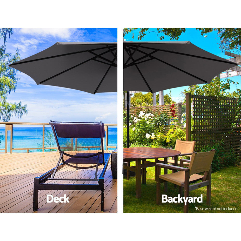 Instahut 3m Outdoor Cantilever Umbrella Charcoal with Base
