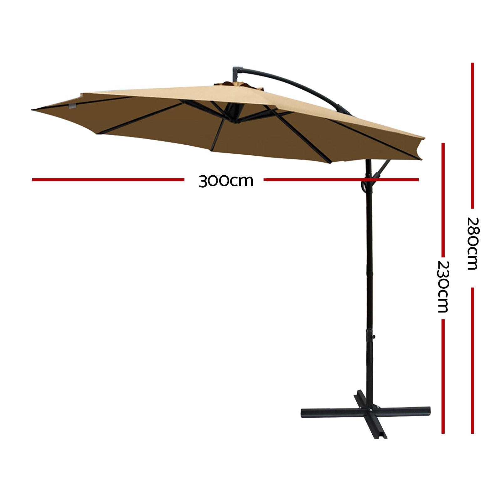 Instahut 3m Cantilever Outdoor Umbrella Beige