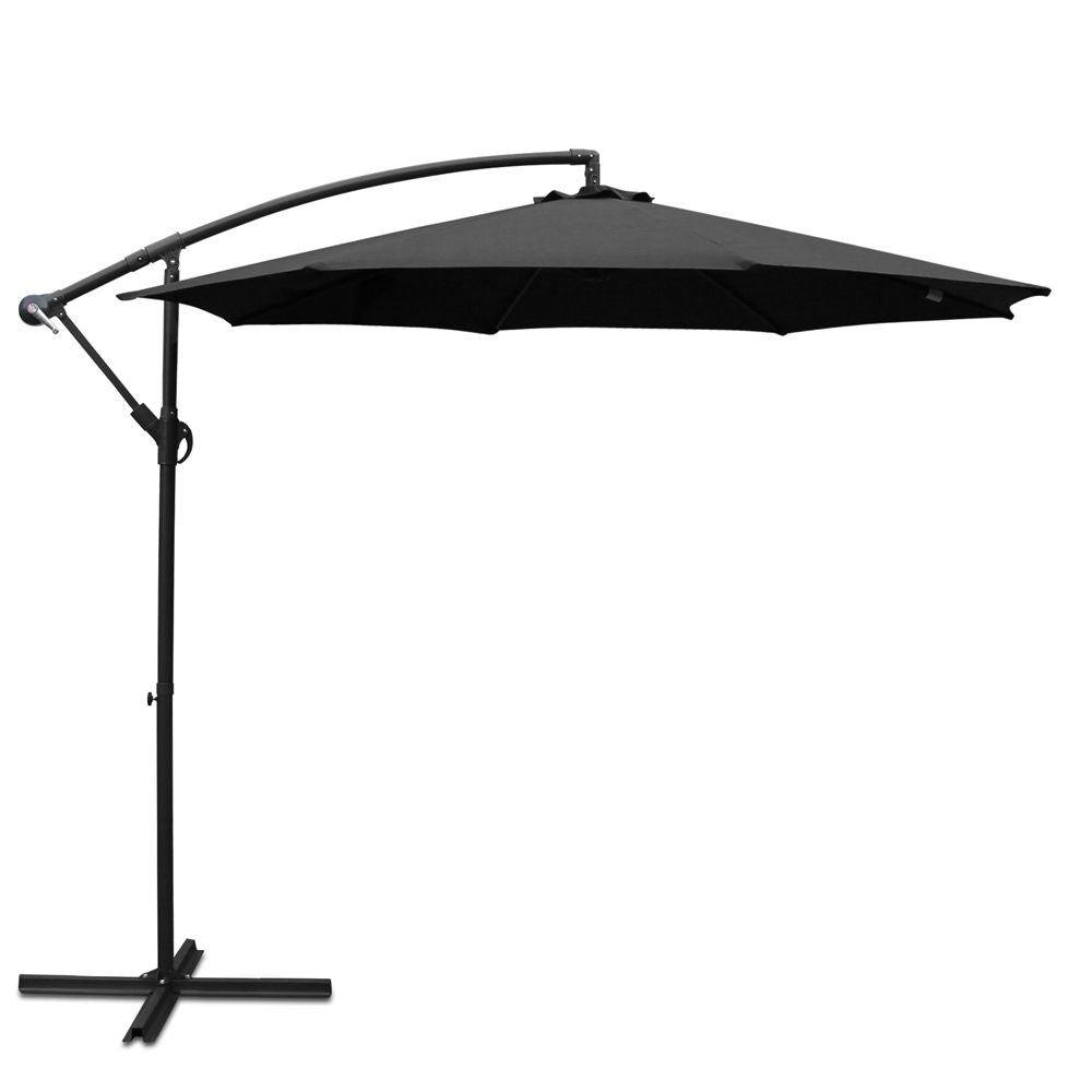 Instahut 3m Cantilever Outdoor Umbrella Side Post Black