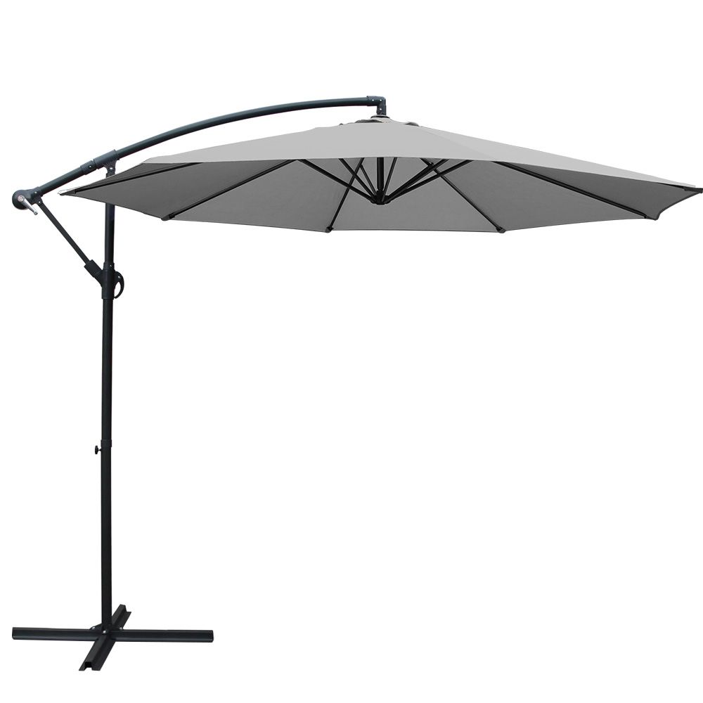 Instahut 3m Side Post Cantilever Outdoor Umbrella Grey