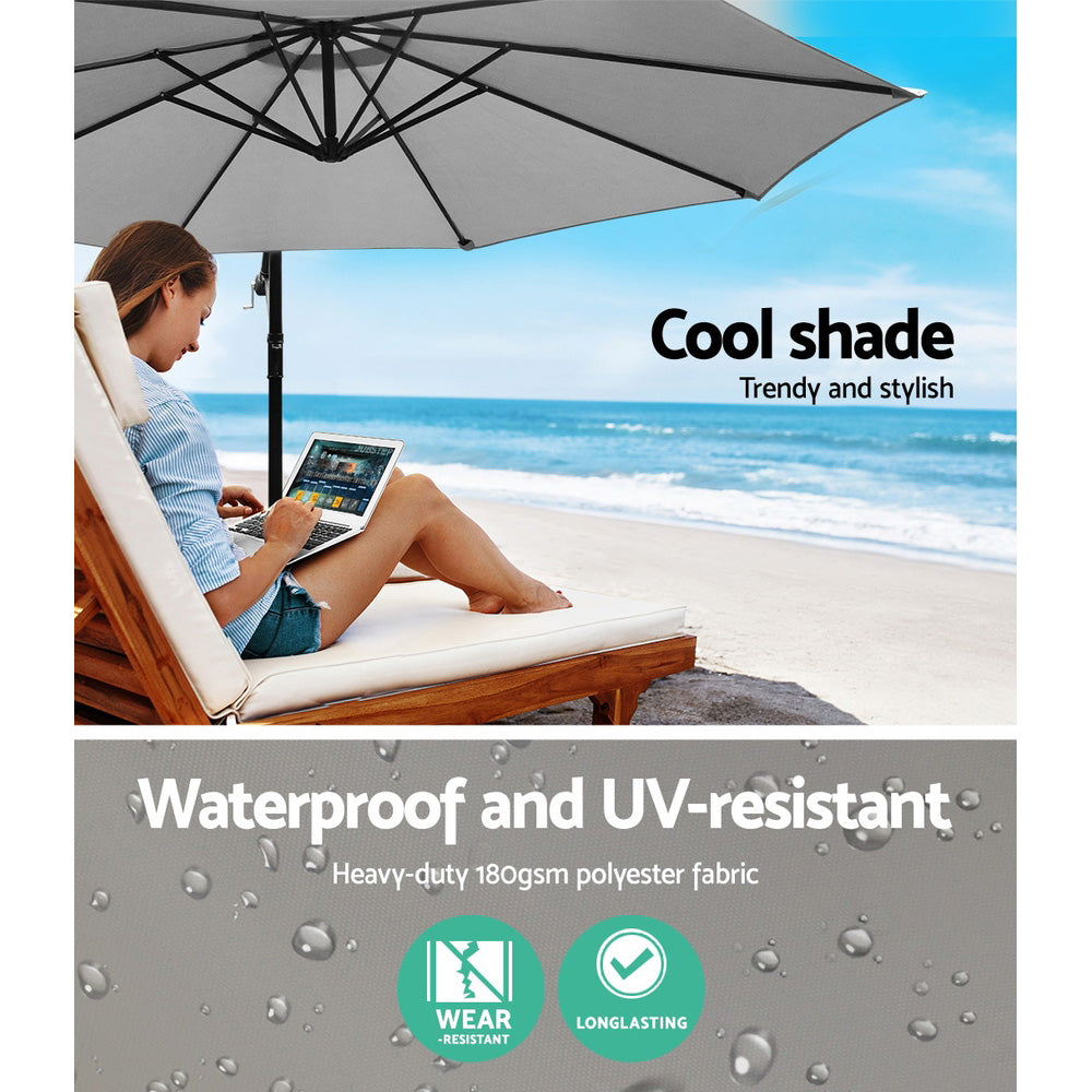 Instahut 3m Cantilever Outdoor Umbrella Grey