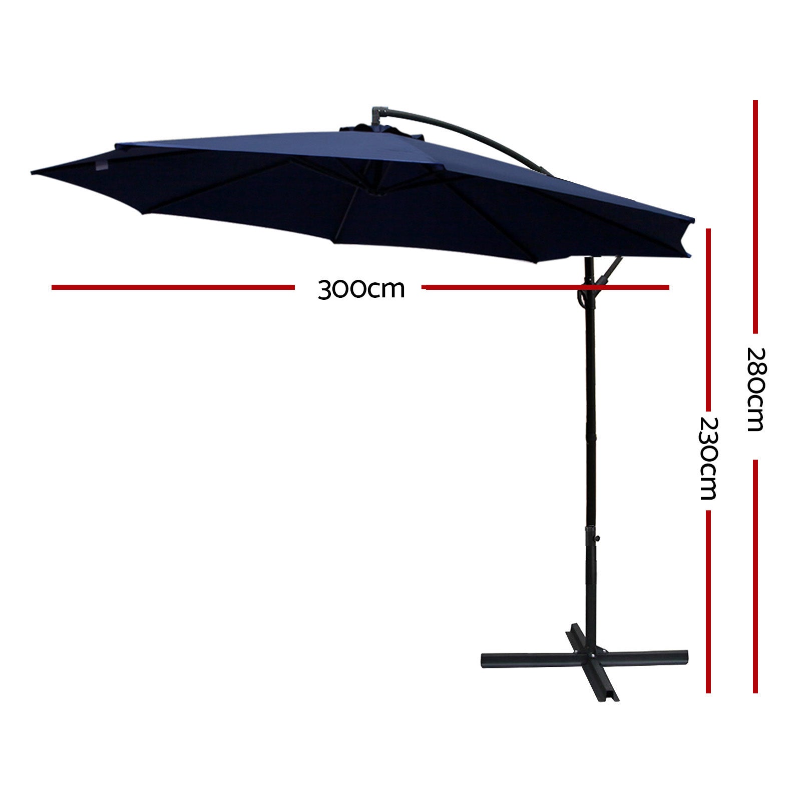 Instahut 3m Cantilever Outdoor Umbrella Navy