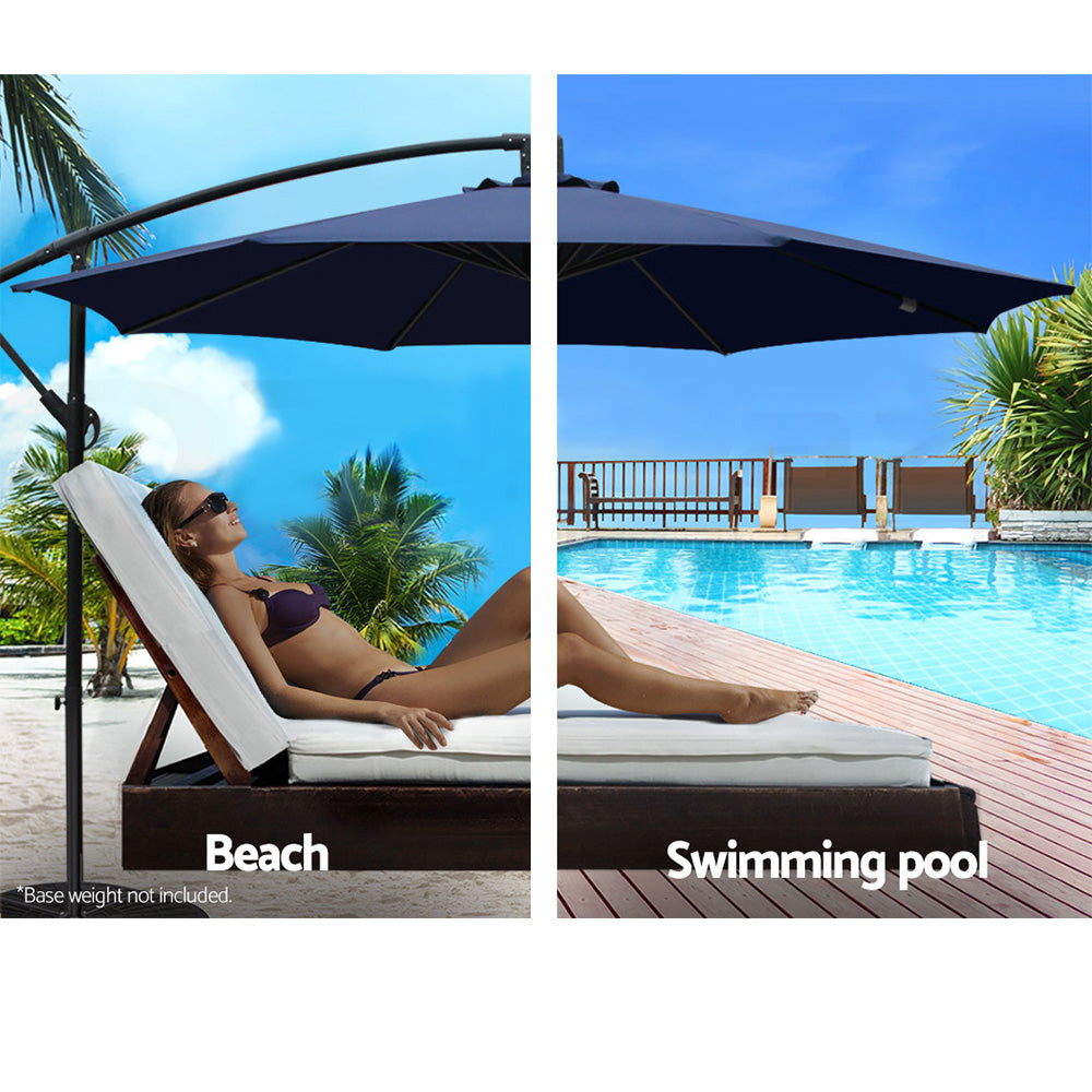 Instahut 3m Cantilever Outdoor Umbrella Navy