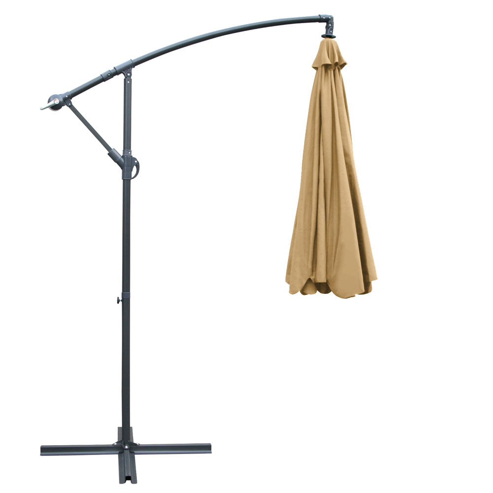 Instahut 3m Cantilever Outdoor Umbrella Beige