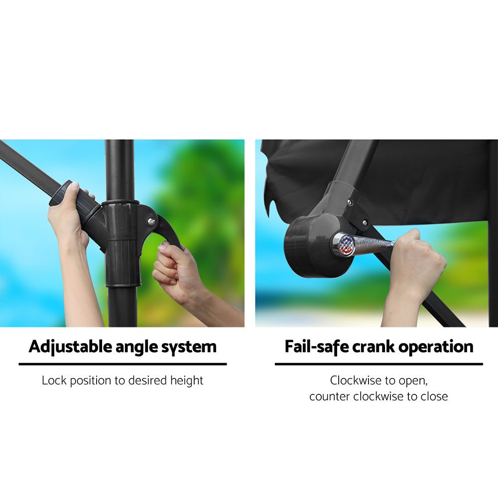 Instahut 3m Cantilever Outdoor Umbrella UV50+ Black