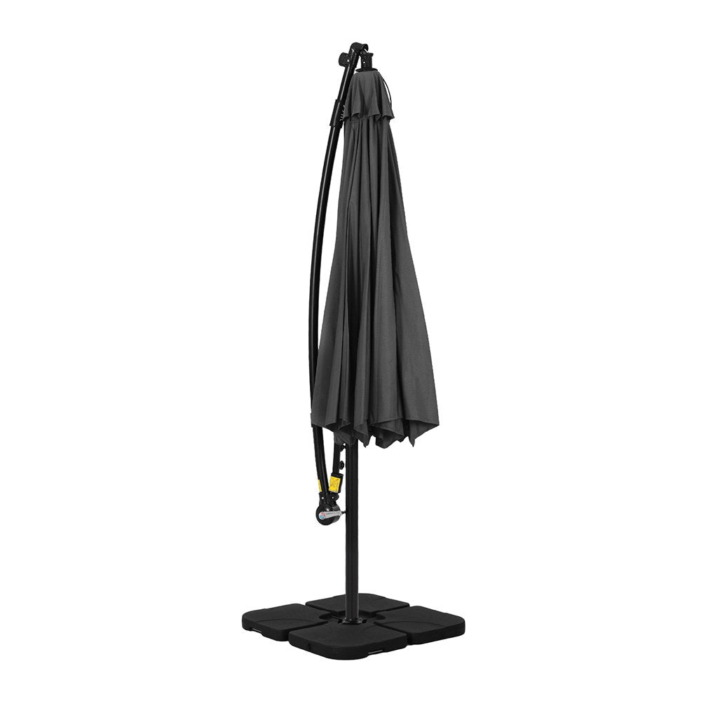 Instahut 3M Cantilever Outdoor Umbrella LED Charcoal