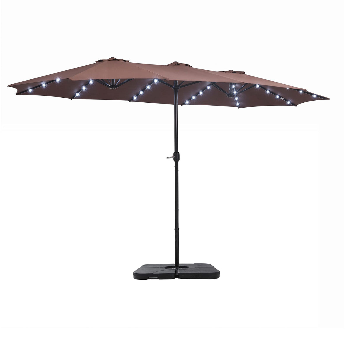 Instahut Outdoor Umbrella 4.57m Solar LED with Base Brown
