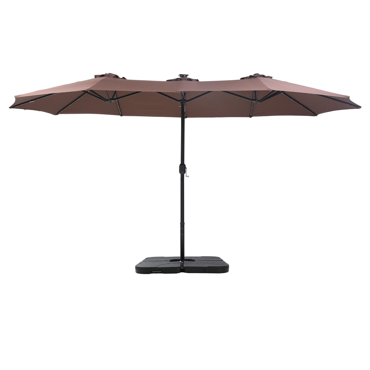 Instahut Outdoor Umbrella 4.57m Solar LED with Base Brown