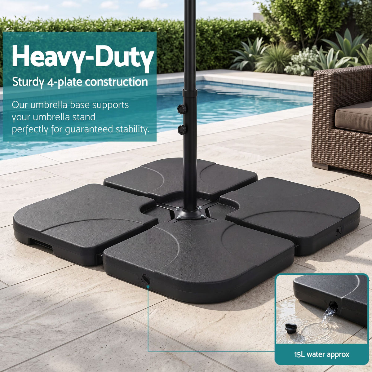 Instahut Outdoor Umbrella 4.57m Solar LED with Base Brown