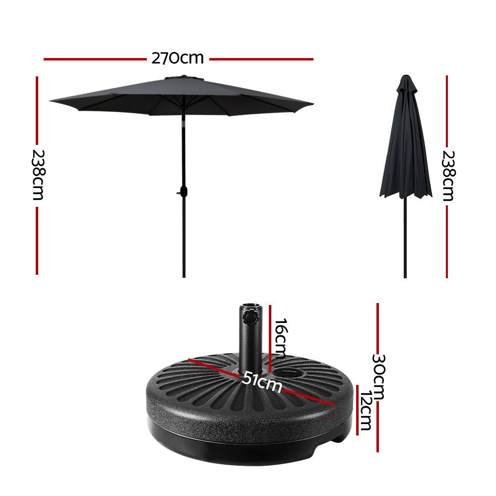 Instahut 2.7m Outdoor Umbrella Tilt UV Black