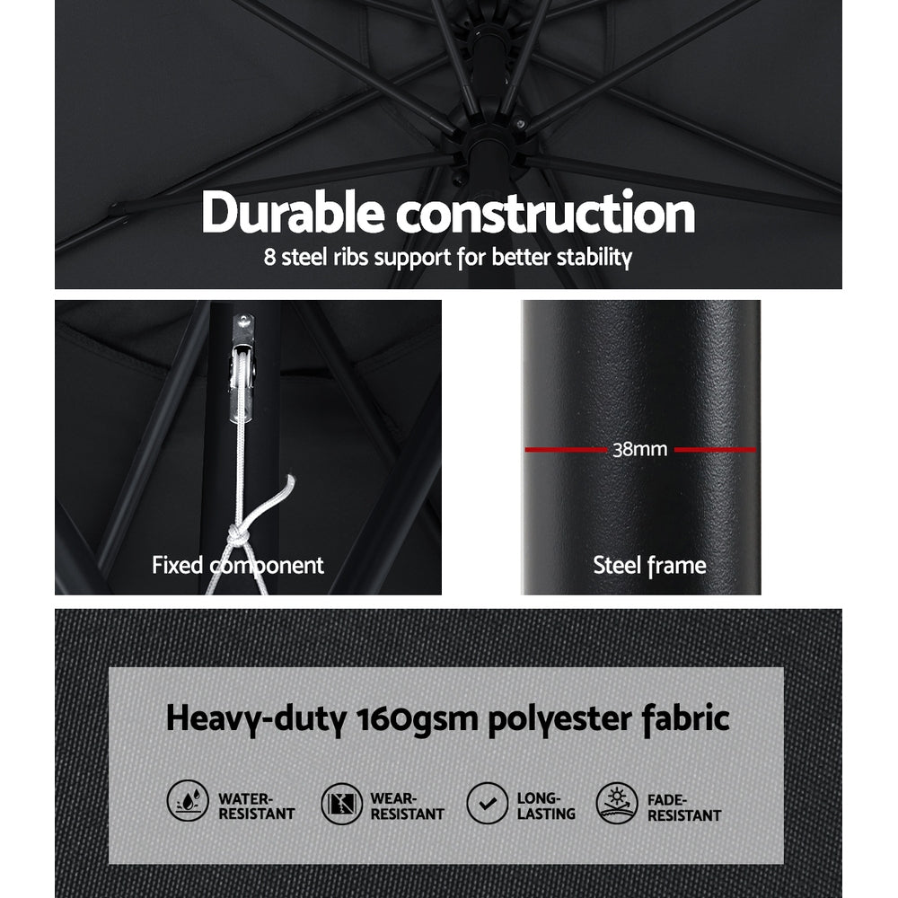 Instahut 2.7m Outdoor Umbrella Tilt UV Black