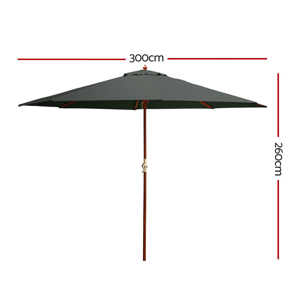Instahut 3m Outdoor Umbrella Charcoal Octagonal UV50+
