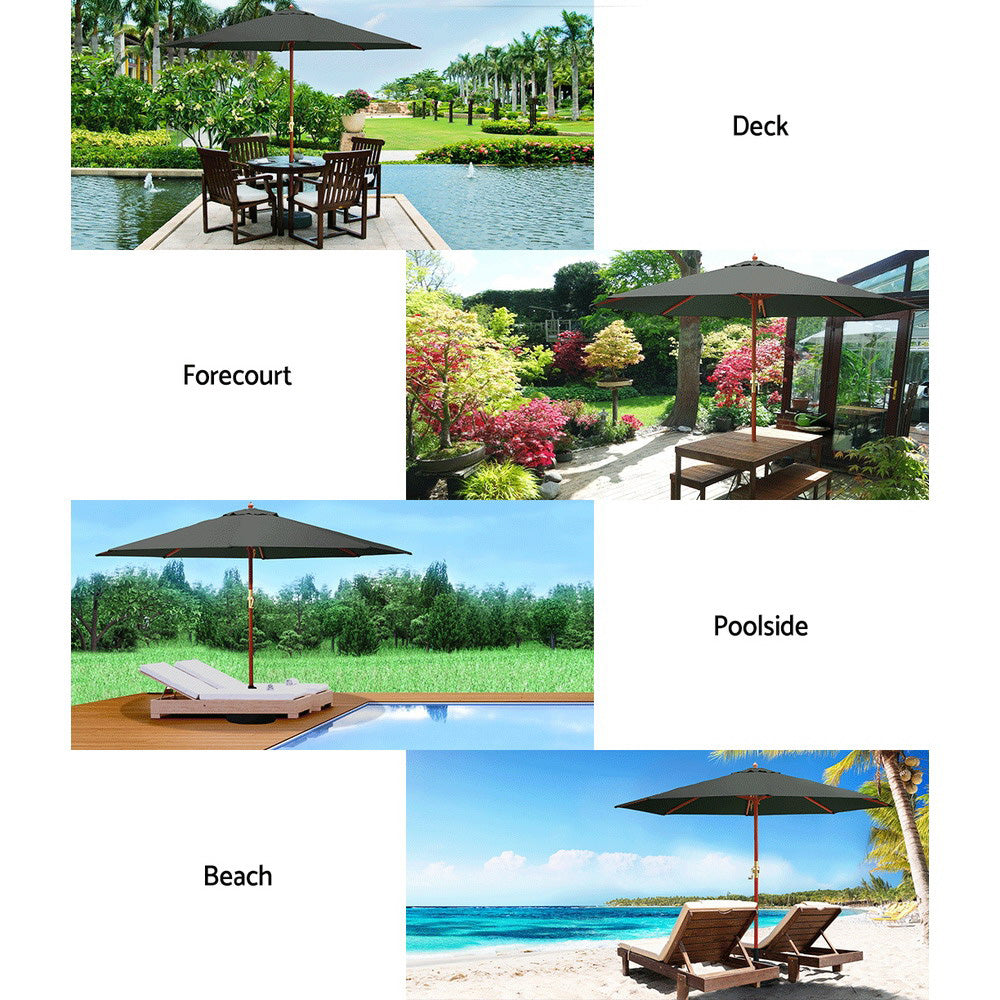 Instahut 3m Outdoor Umbrella Charcoal Octagonal UV50+