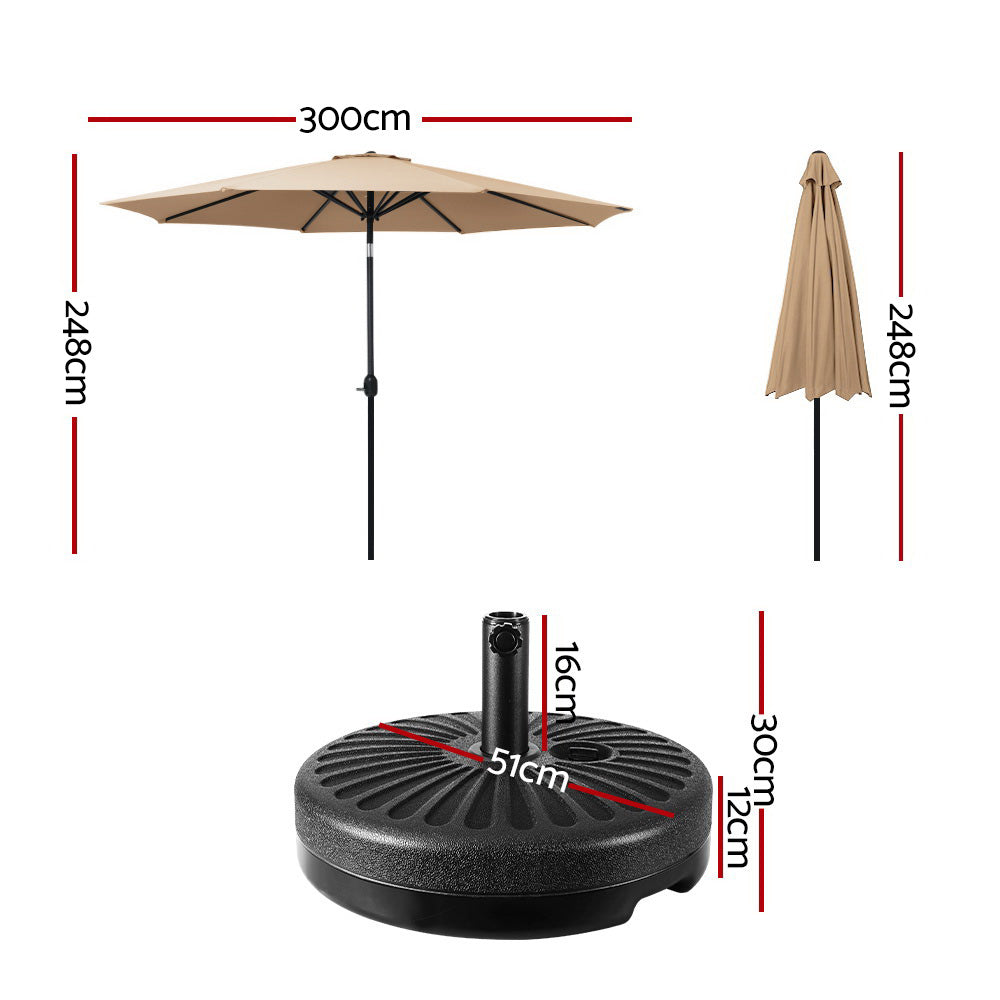 Instahut 3m Outdoor Umbrella Beach Garden Patio Tilt Beige