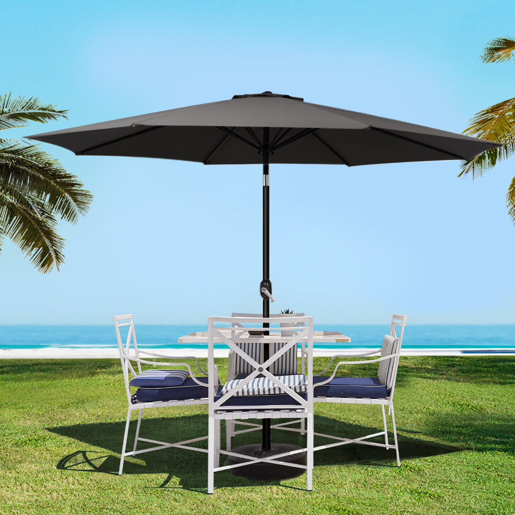 Instahut 3m Outdoor Umbrella Black Tilt UV Patio Beach