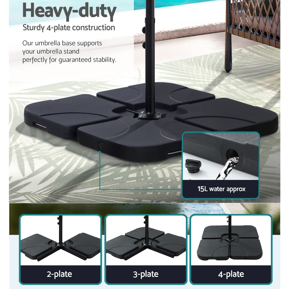 Instahut 4.57m Outdoor Umbrella Charcoal w/Base Garden Beach Tilt