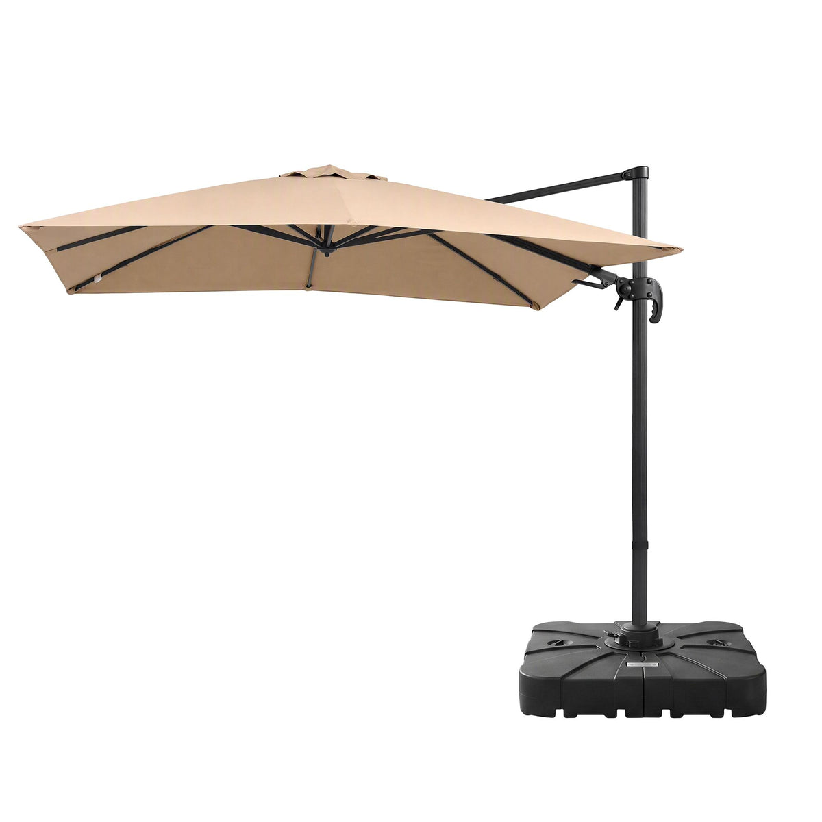 Instahut Outdoor Umbrella w/Base 3m Left-right Tilting Cantilever Patio Parasol Beige