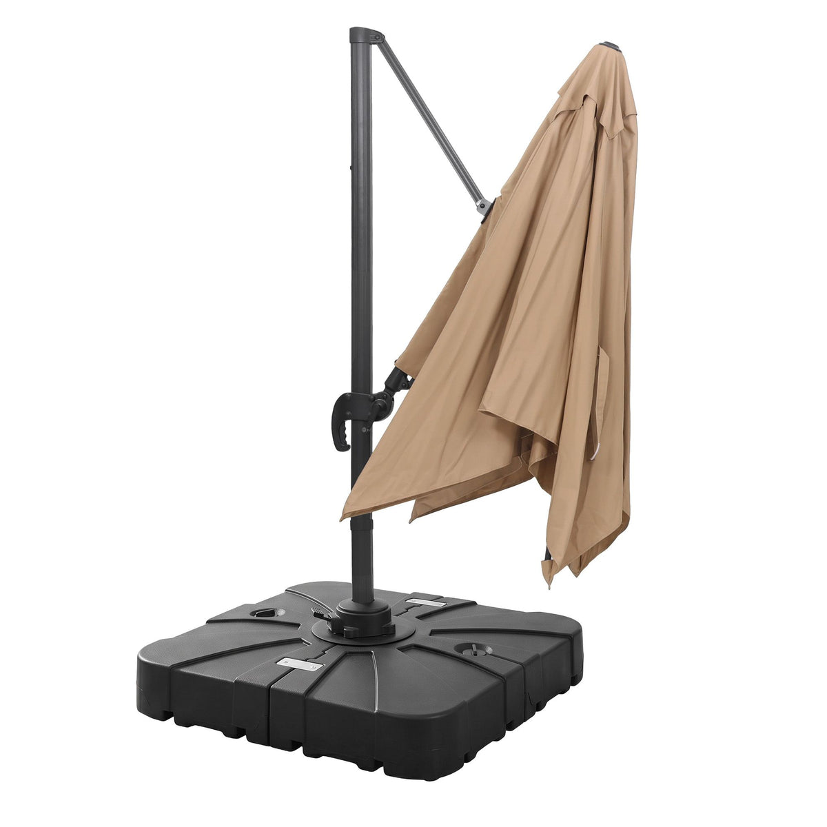 Instahut Outdoor Umbrella w/Base 3m Left-right Tilting Cantilever Patio Parasol Beige