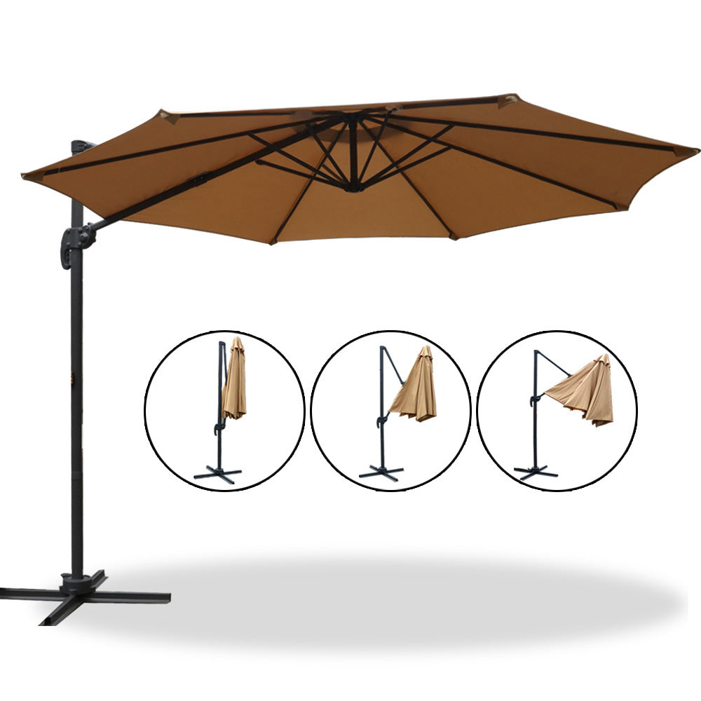 Roma 3m Cantilever Outdoor Umbrella 360° Tilt Beige