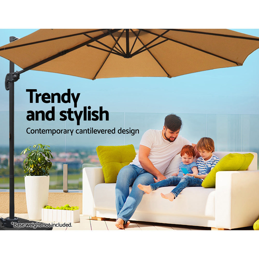 Roma 3m Cantilever Outdoor Umbrella 360° Tilt Beige