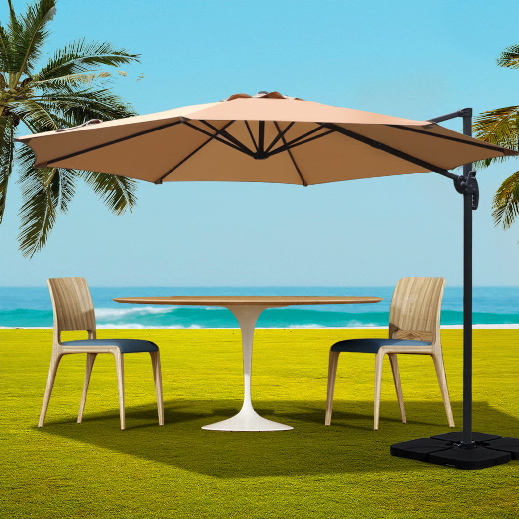 Roma 3m Cantilever Outdoor Umbrella 360° Tilt Beige