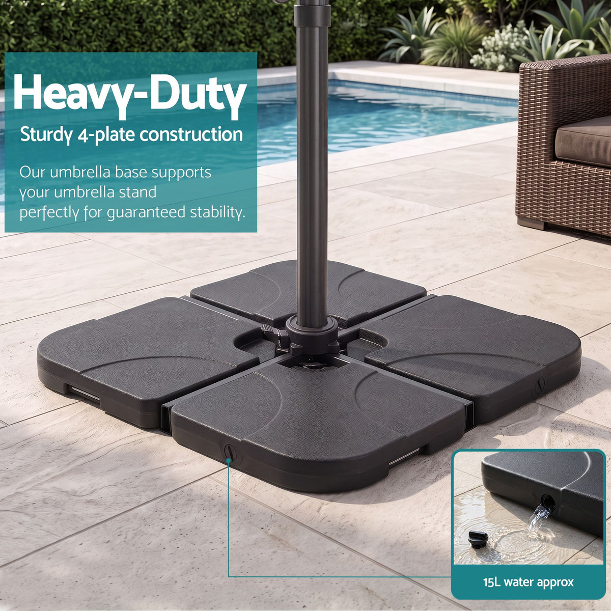 Instahut 3m Cantilever Outdoor Umbrella with Base Charcoal
