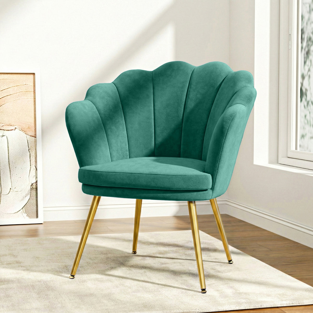 Callista Velvet Shell Back Accent Armchair Green