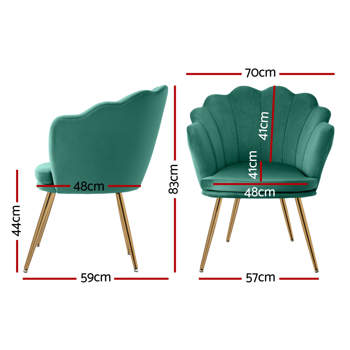 Callista Velvet Shell Back Accent Armchair Green