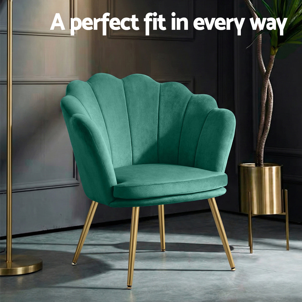 Callista Velvet Shell Back Accent Armchair Green