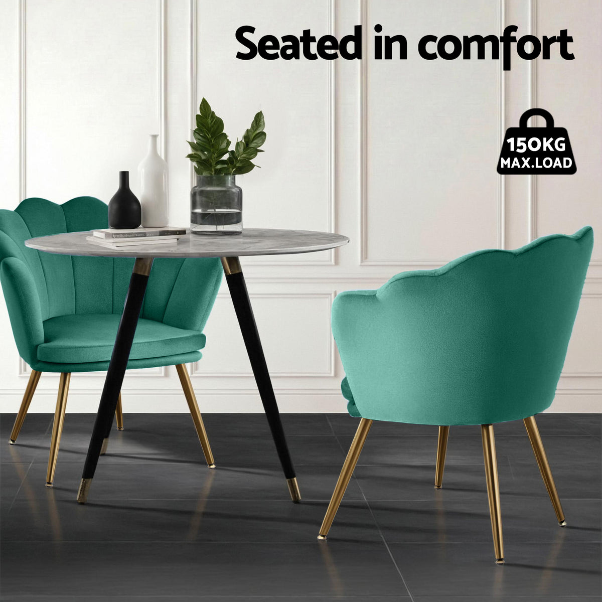 Callista Velvet Shell Back Accent Armchair Green