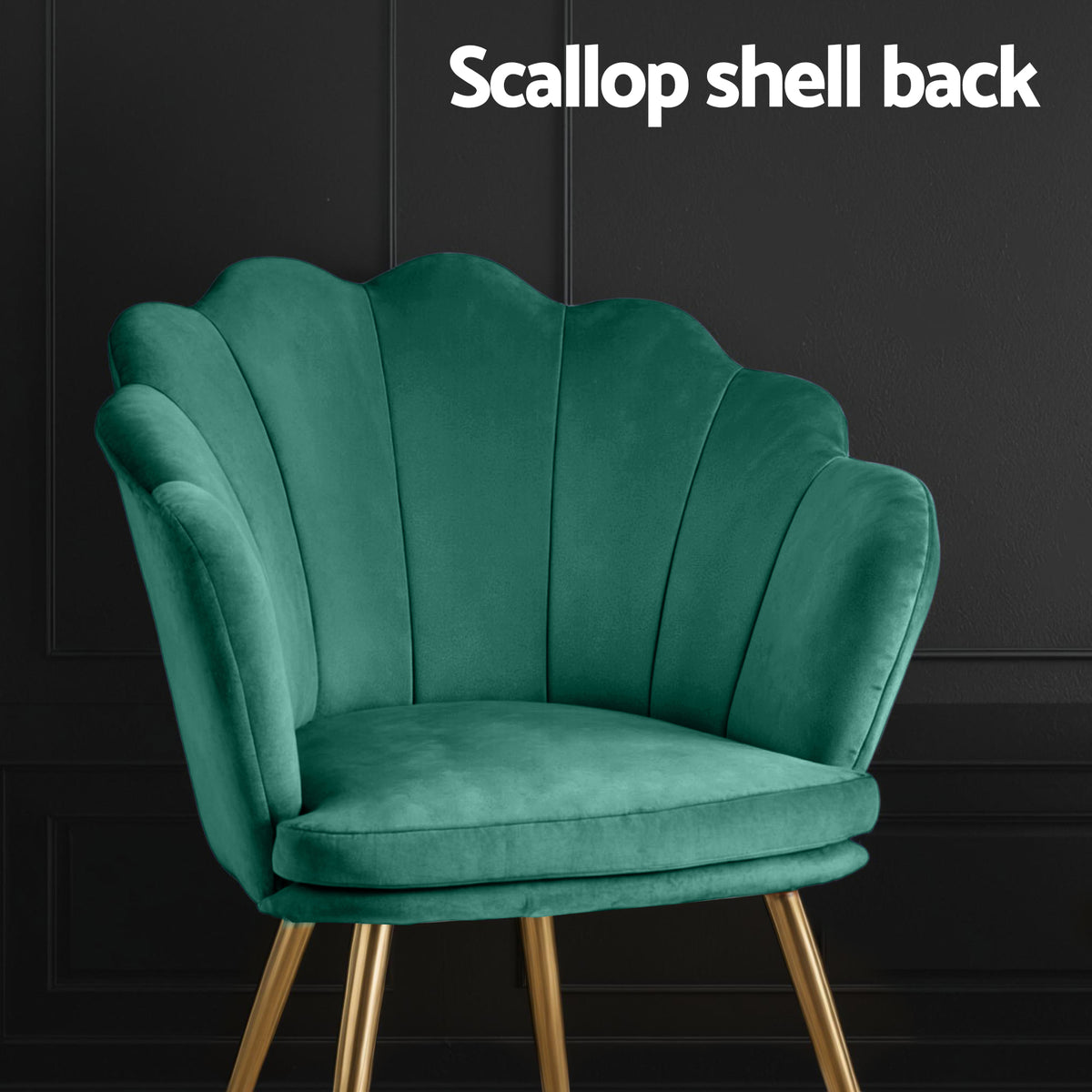 Callista Velvet Shell Back Accent Armchair Green