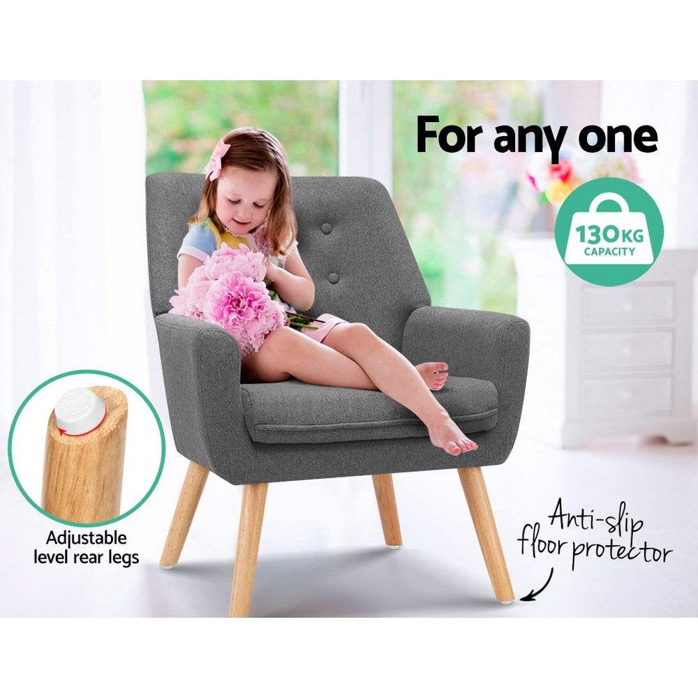 Anne Armchair Linen Fabric Grey Charcoal