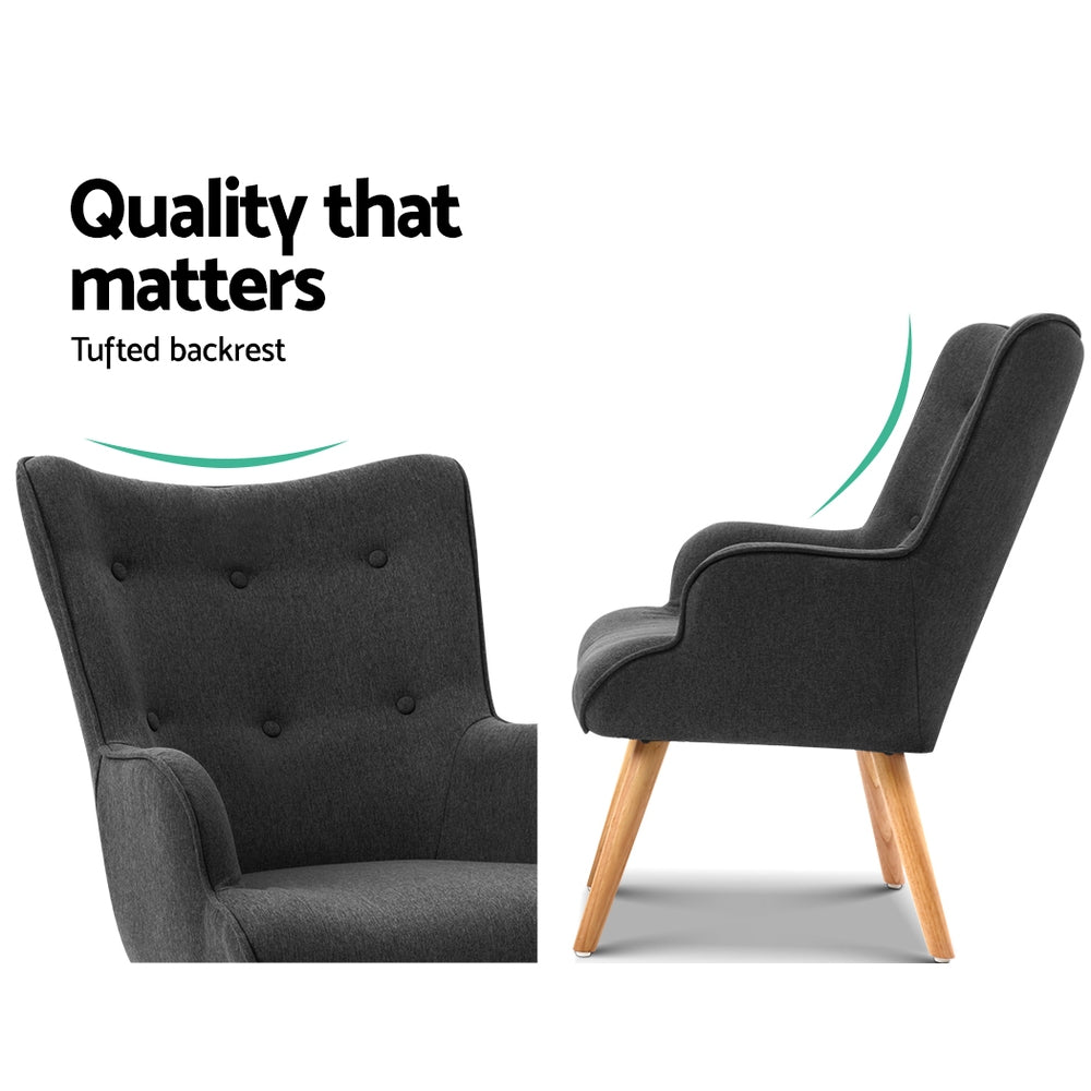 Lansar Lounge Accent Chair with Ottoman Charcoal
