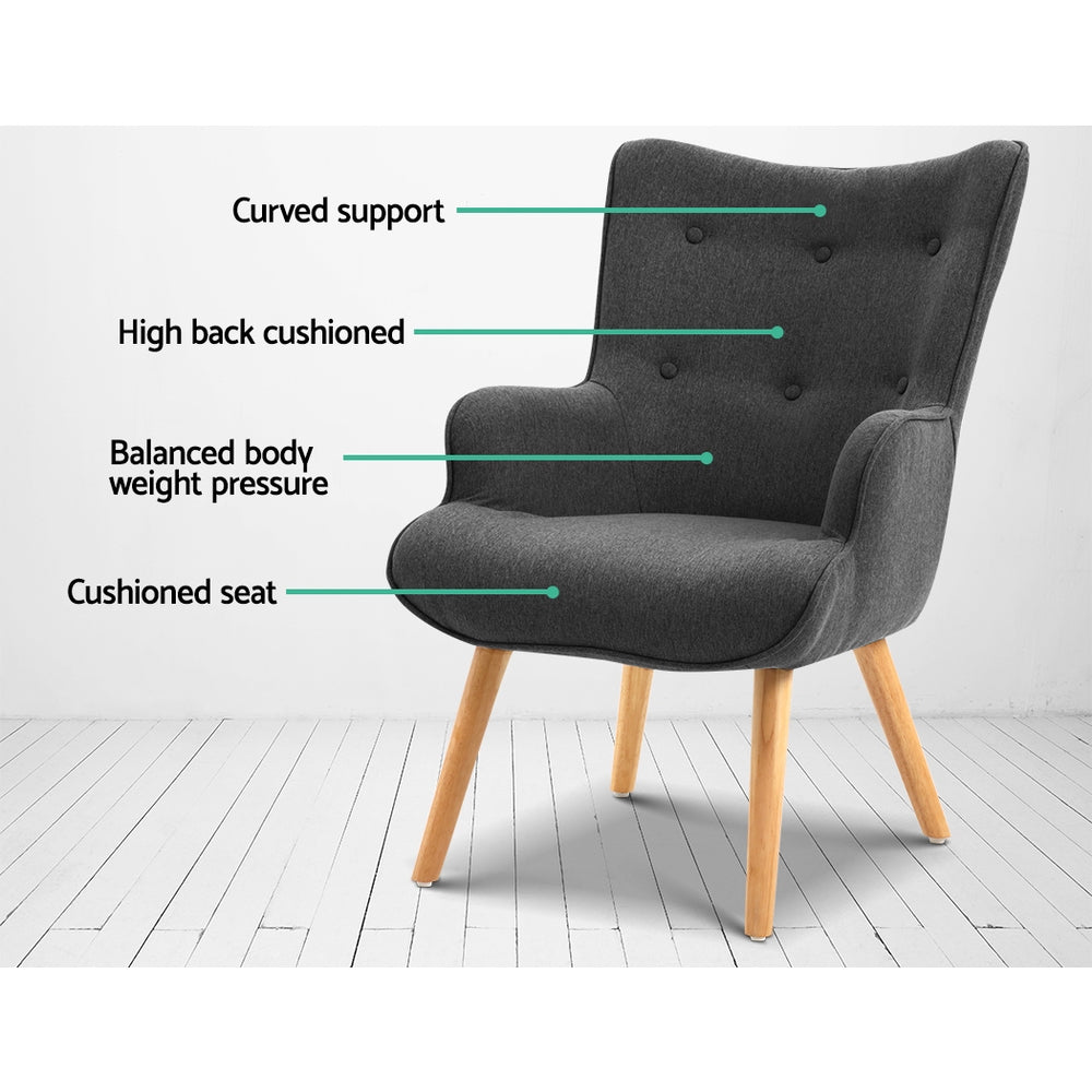 Lansar Lounge Accent Chair with Ottoman Charcoal