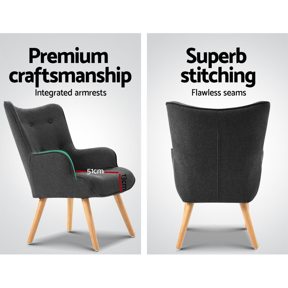 Lansar Lounge Accent Chair with Ottoman Charcoal