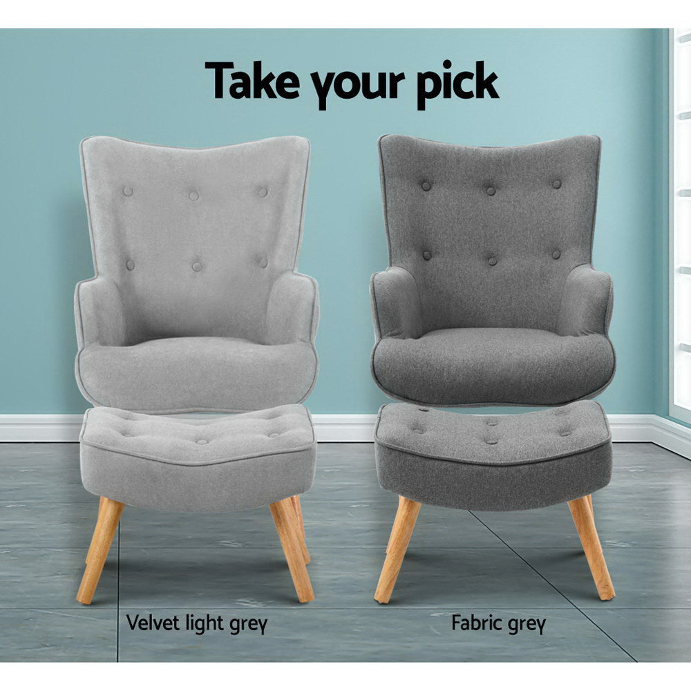 Lansar Armchair and Ottoman Set Grey Scandinavian Style
