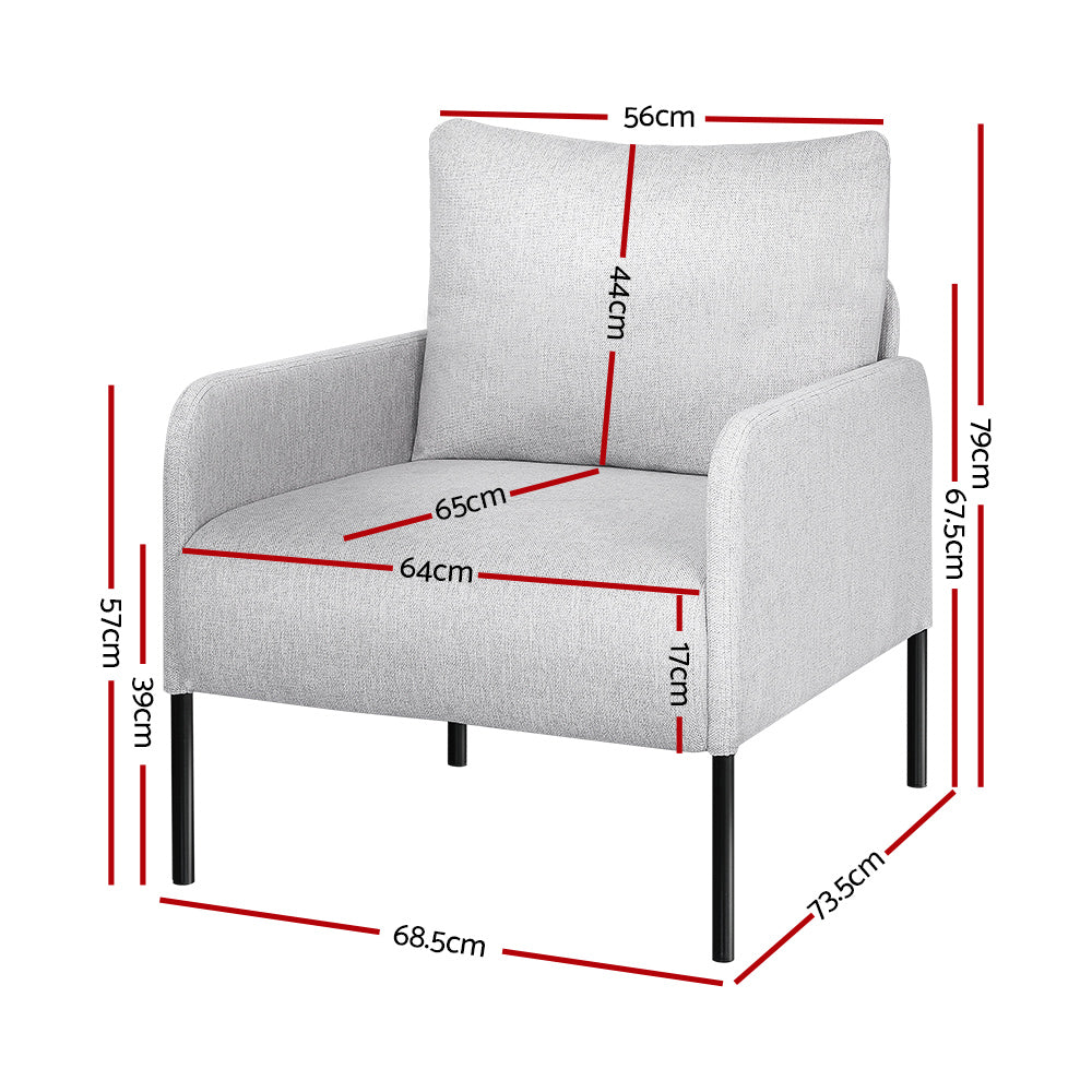 Kane Armchair Accent Chair Fabric Grey
