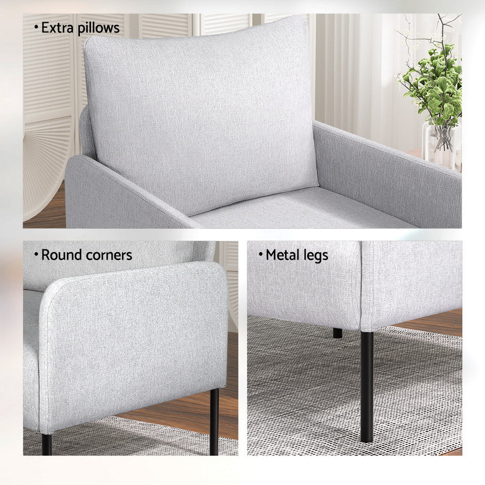Kane Armchair Accent Chair Fabric Grey
