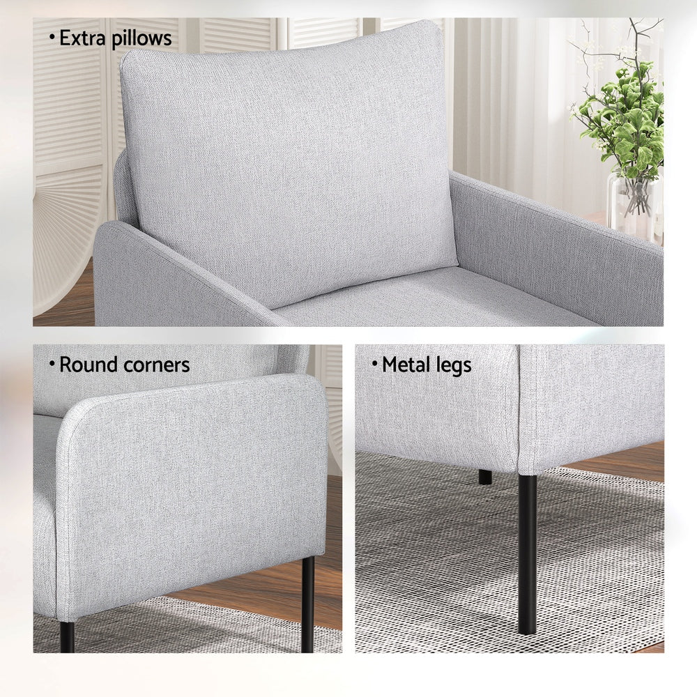 Kane 4-Seater Sofa Set Armchair Grey