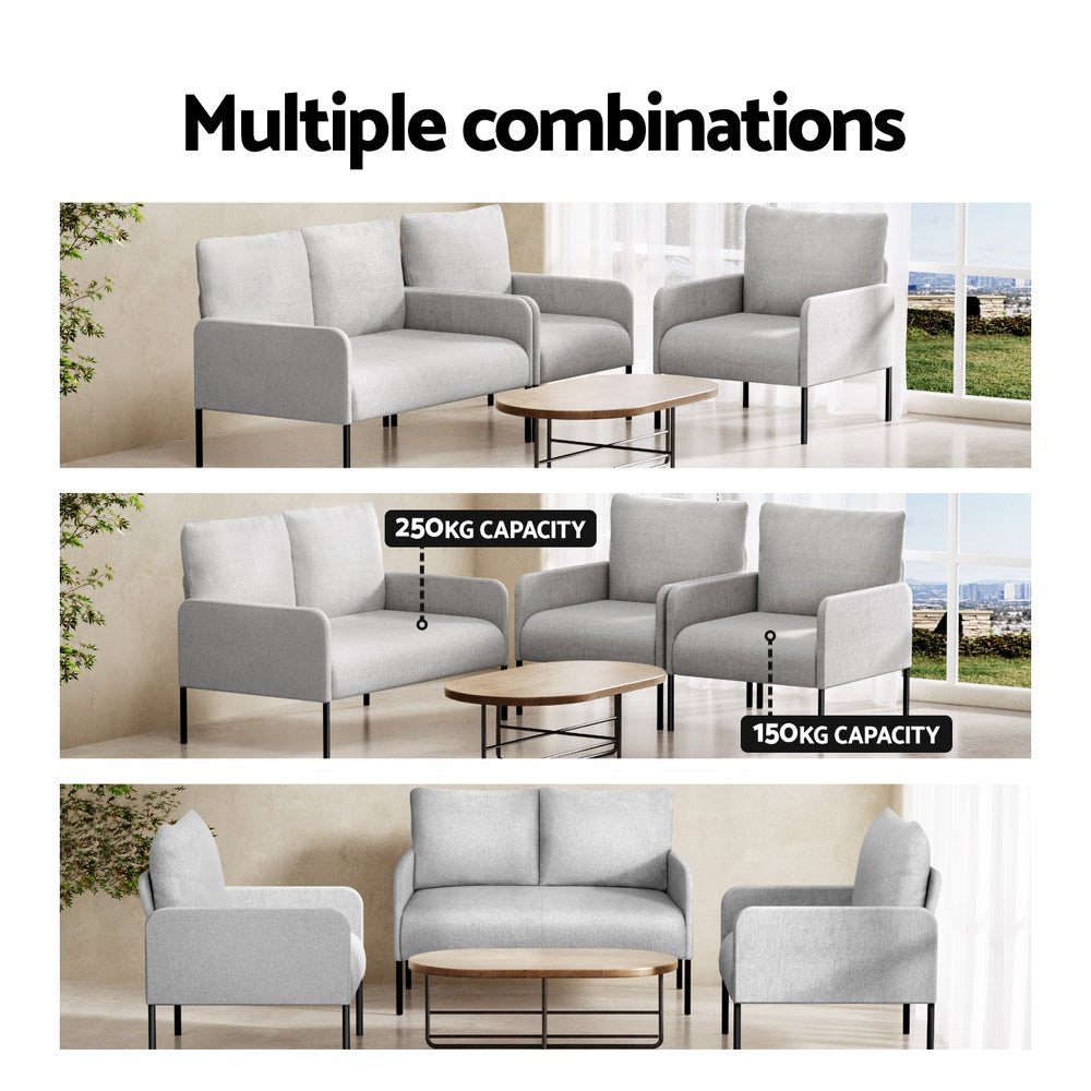 Kane 4-Seater Sofa Set Armchair Grey