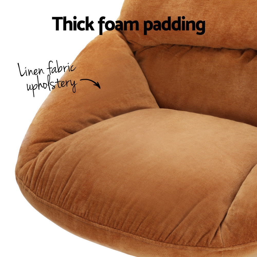 Yaro Armchair and Ottoman Set Linen Fabric Orange