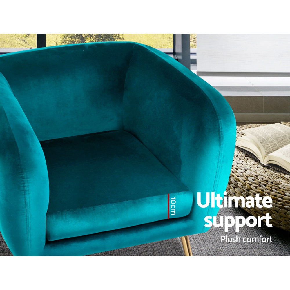 Lois Velvet Armchair Lounge Sofa Green