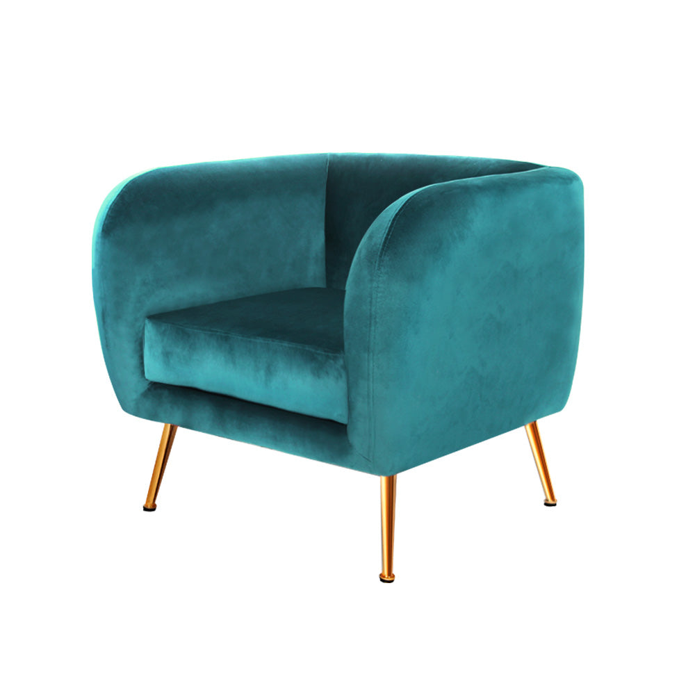 Lois Velvet Armchair Lounge Sofa Green