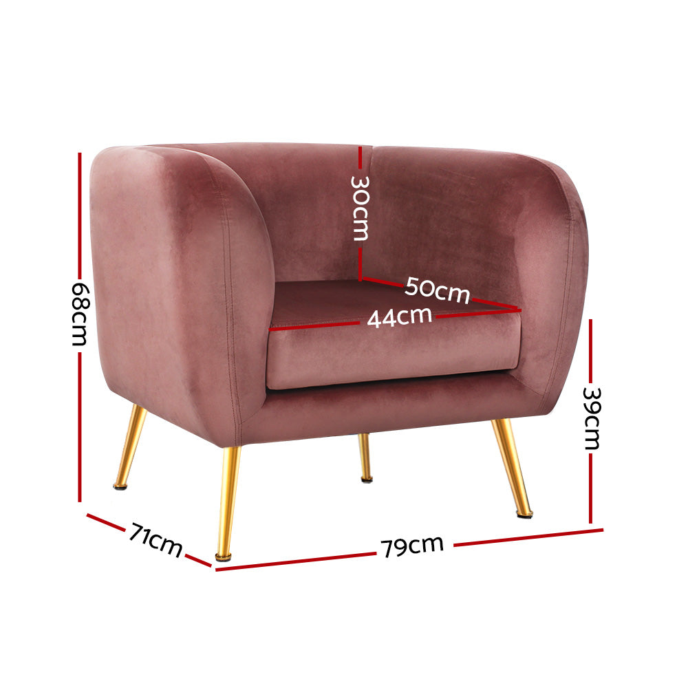 Lois Velvet Armchair Pink Accent Chair