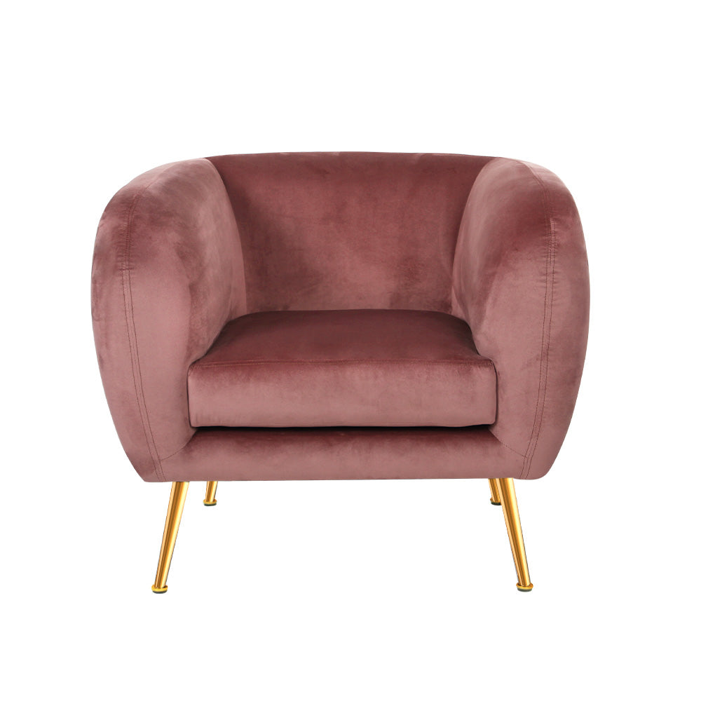 Lois Velvet Armchair Pink Accent Chair