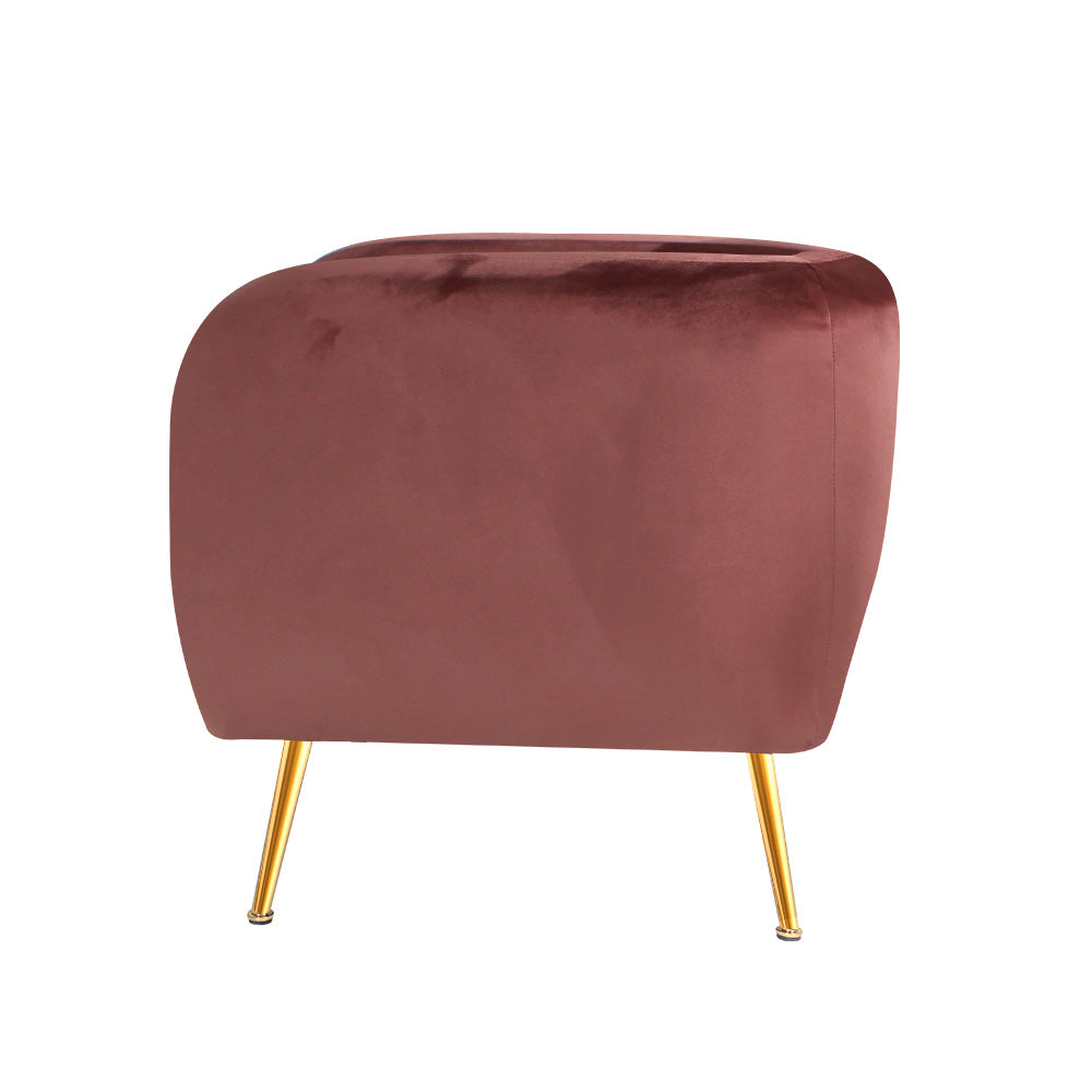 Lois Velvet Armchair Pink Accent Chair