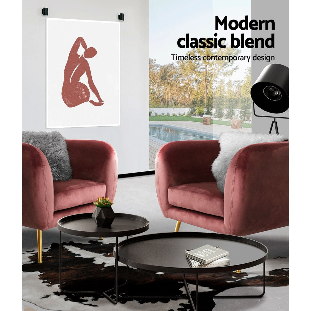 Lois Velvet Armchair Pink Accent Chair