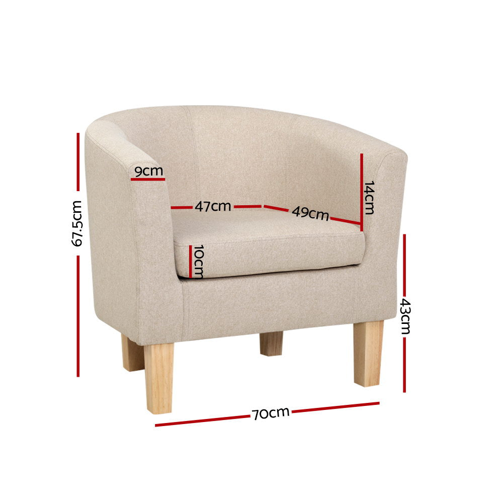 Abby Tub Armchair Linen Upholstered Beige