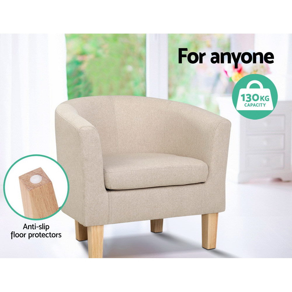 Abby Tub Armchair Linen Upholstered Beige