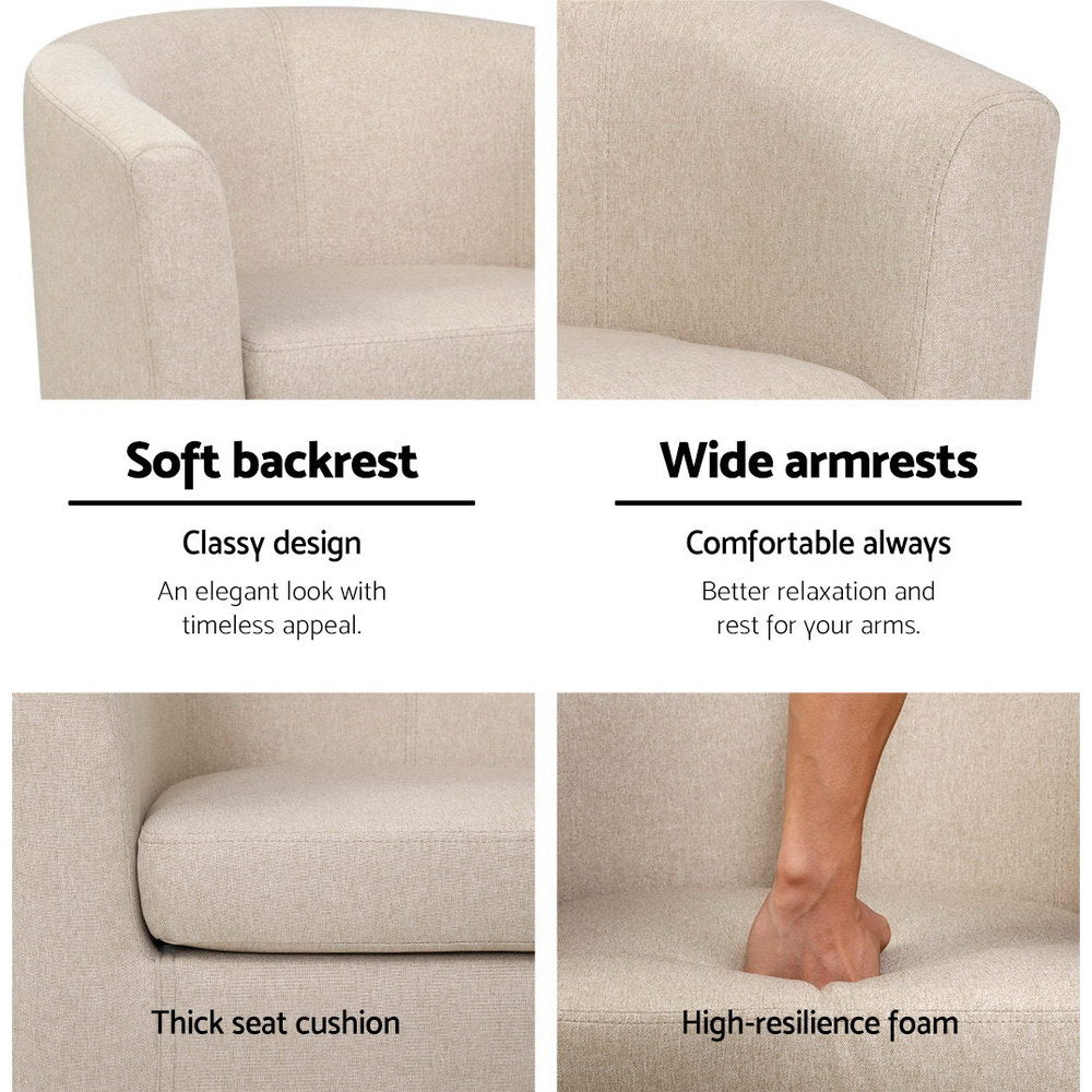 Abby Tub Armchair Linen Upholstered Beige